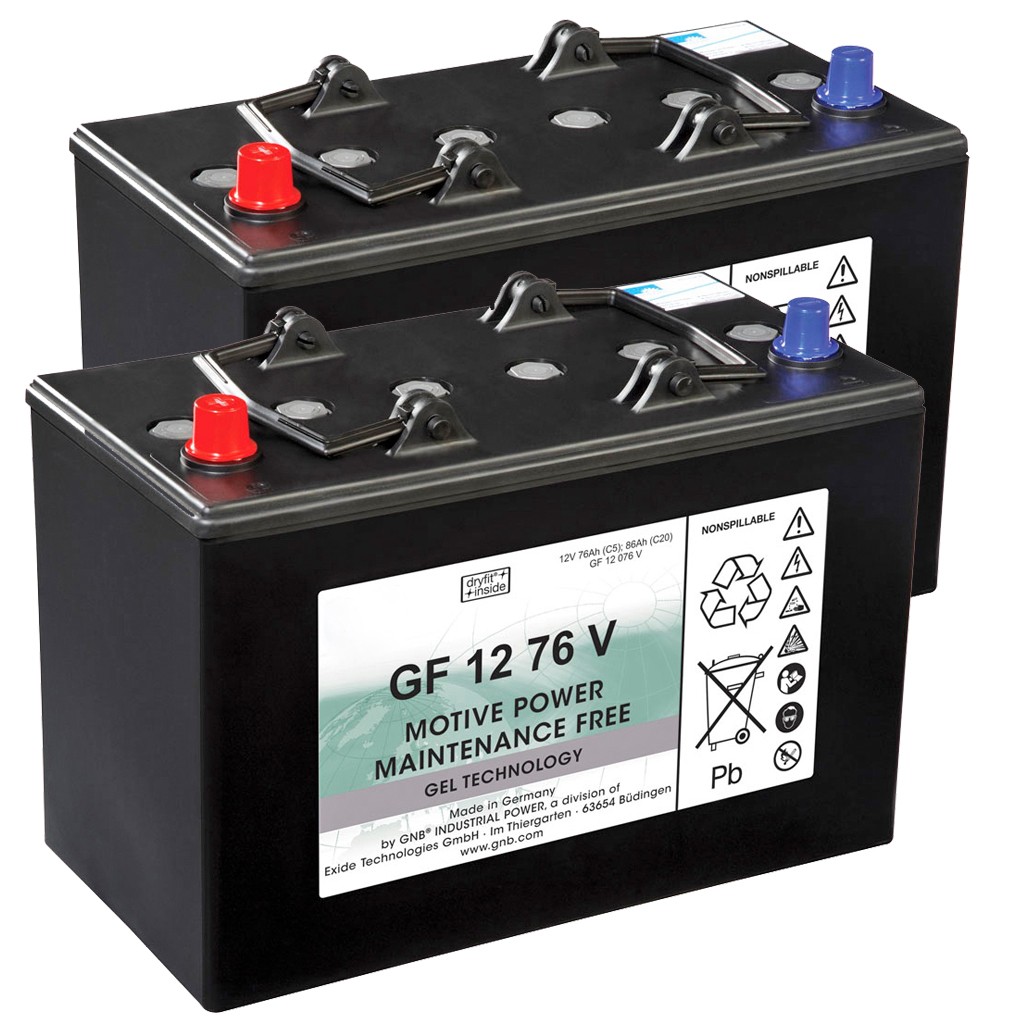 Set of Gel batteries à 12 V/76 Ah (C5) (330 x 171 x 236mm)